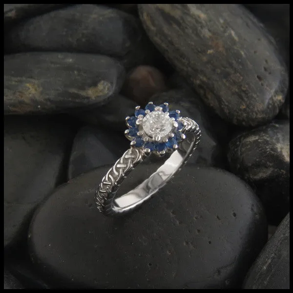 Josephine's Knot Sapphire and Diamond Halo