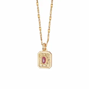 July Ruby Birthstone Necklace 18ct Gold Plate