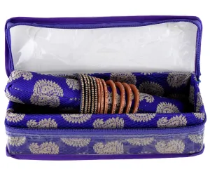 Kuber Industries Carry Design Brocade Hardboard One Rod Bangle Box (Purple) -CTKTC038761