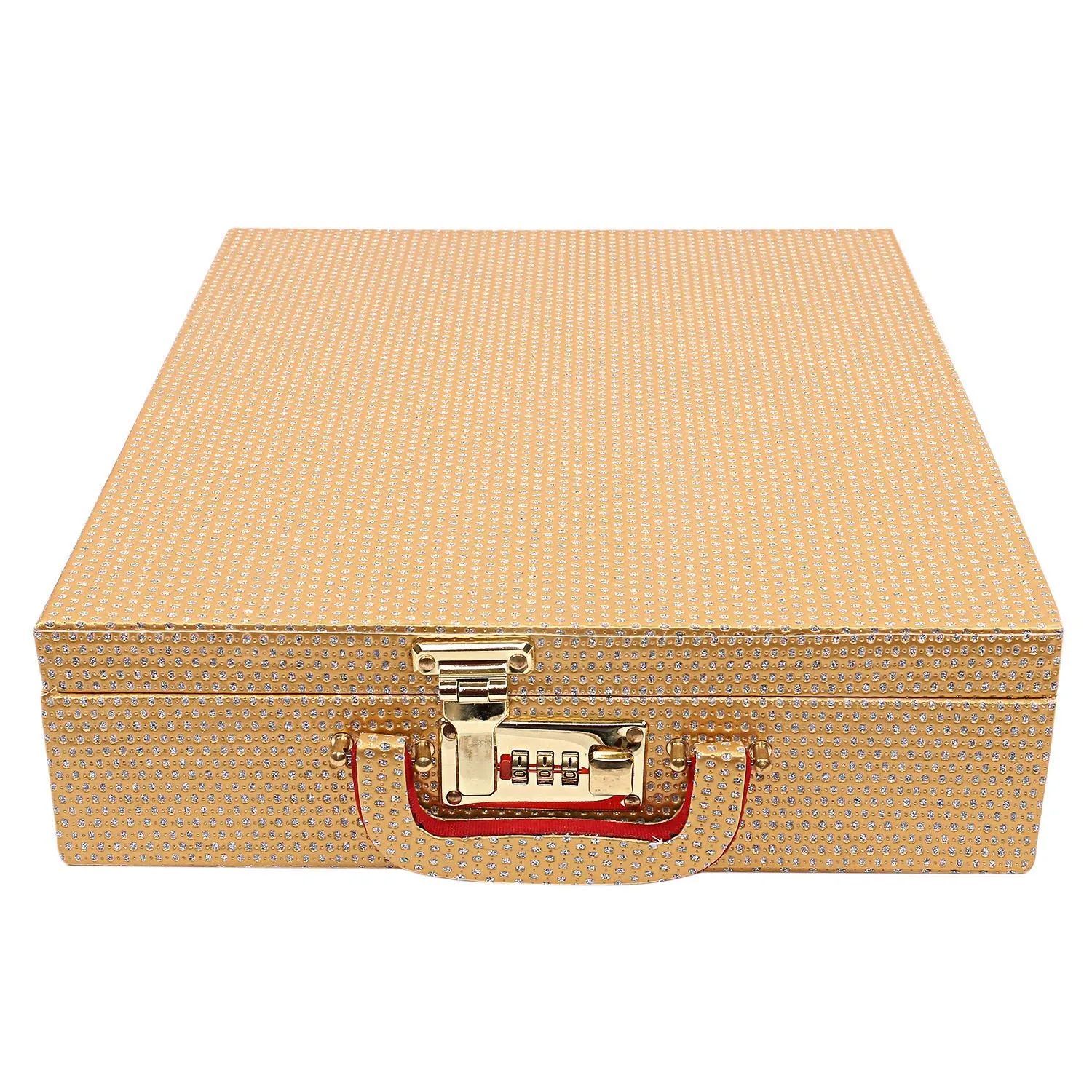 Kuber Industries Rectangular Wooden Five Rod Bangle Storage Box (38x32x10 cm, Gold), Standard (CTKTC08697)