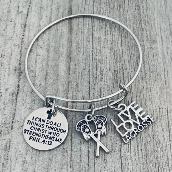 Lacrosse Charm Bracelet - I Can Do All Thins Through Christ