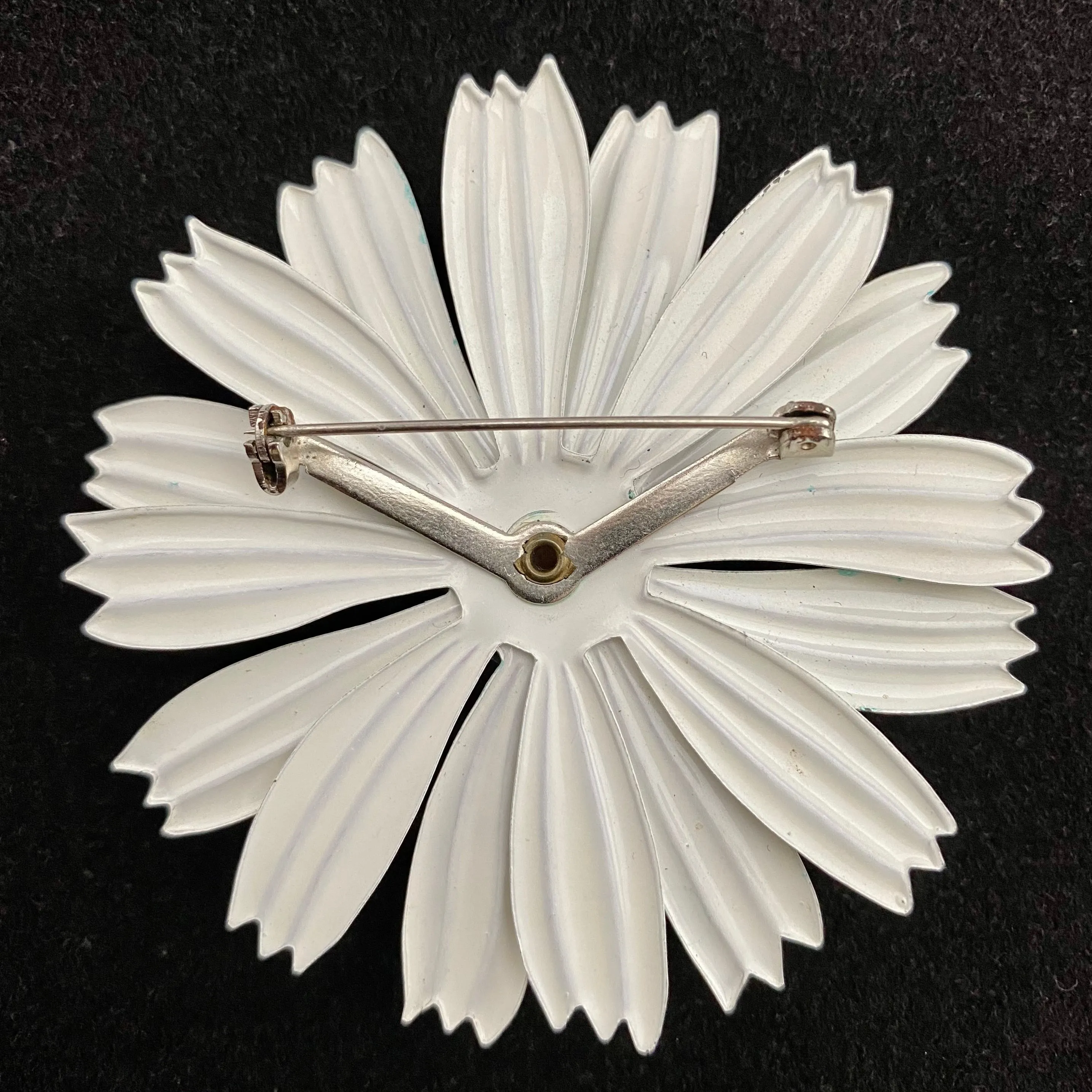 Late 60s/ Early 70s White Enamel Flower Brooch