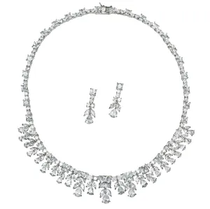 Leizia Cubic Zirconia Necklace and Earring Set