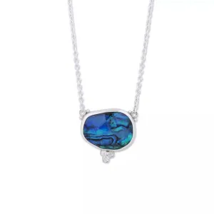 Lika Behar “Ocean” Freeform Abalone and Crystal Quartz Pendant Necklace with White Sapphires in Sterling Silver