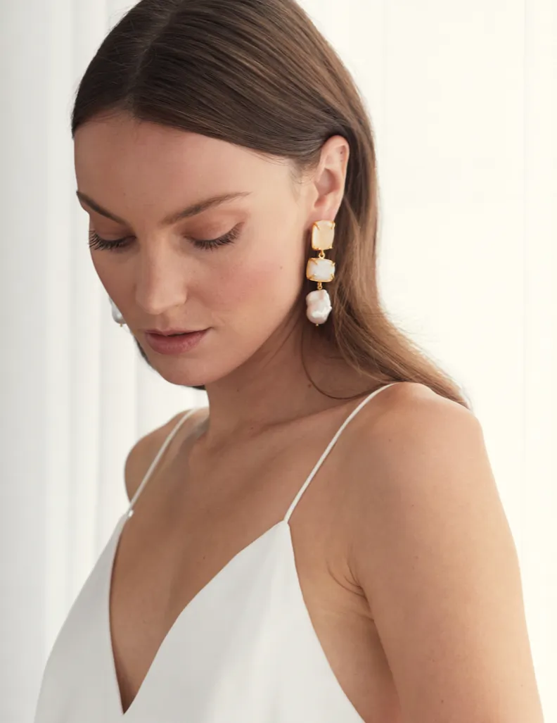 Loren Earrings White