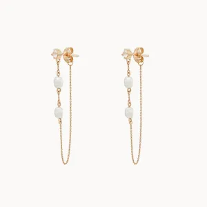 LUNA PERLA PEARL CHAIN EARRING