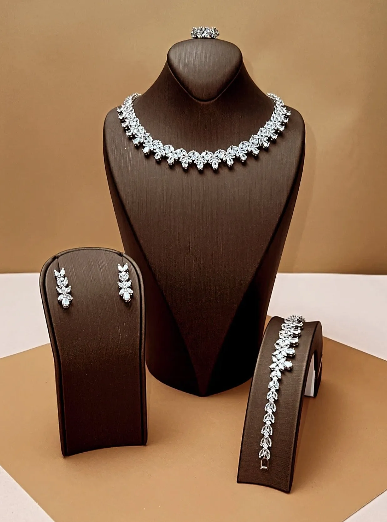 LUSTER Jewelry Set with Necklace, Bracelet, Tear Drop Earrings and Ring *Final Sale*