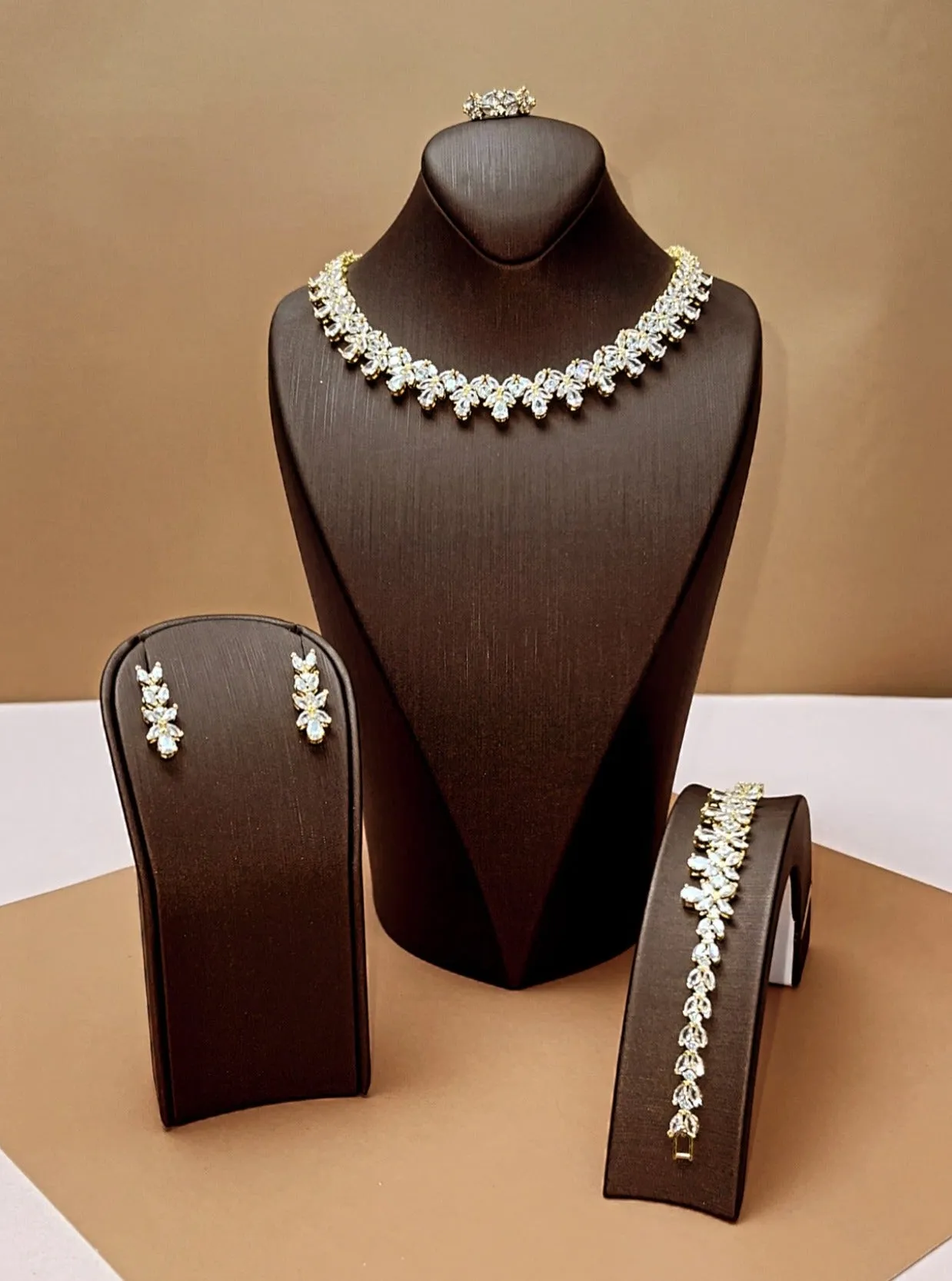 LUSTER Jewelry Set with Necklace, Bracelet, Tear Drop Earrings and Ring *Final Sale*