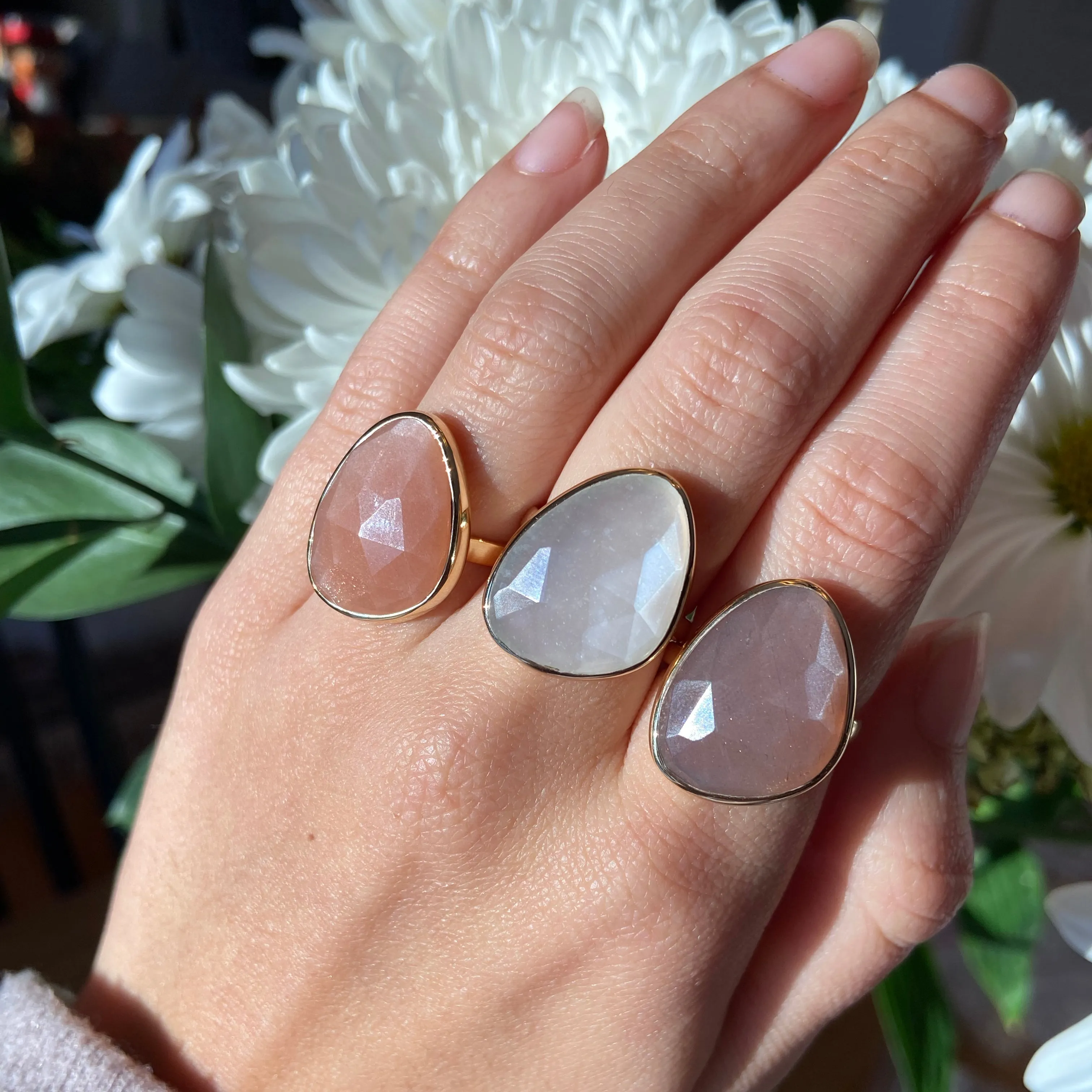 Mauve Moonstone Large Gemstone Ring