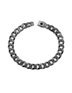 Mens Curb Chain Bracelet Finished in Black Rhodium