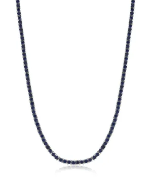 Mini Ballier Necklace- Blue Sapphire- Silver