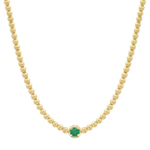 Mini Bezel Tennis Necklace with Illusion Set Emerald Center