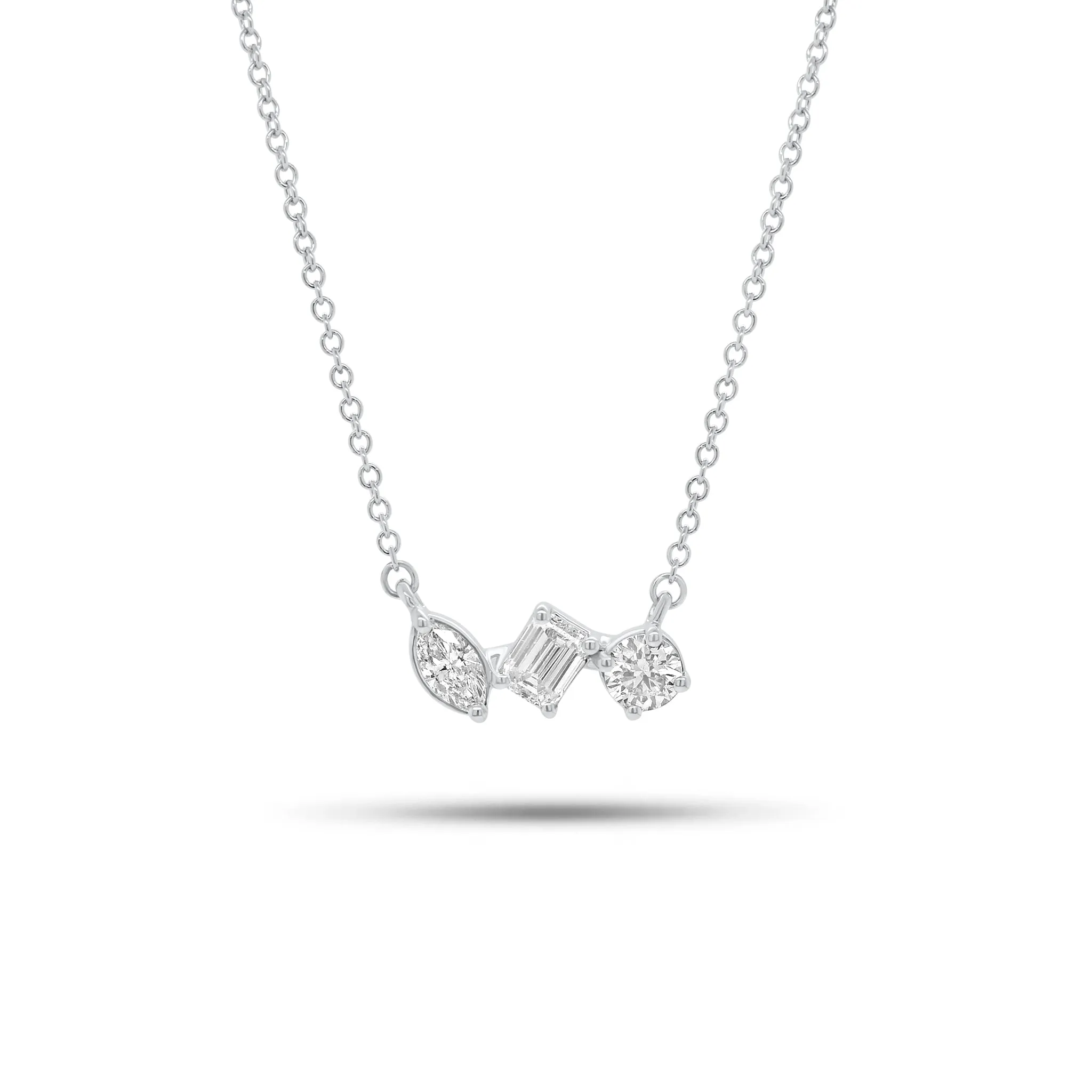 Mixed Shape Diamond Bar Pendant Necklace