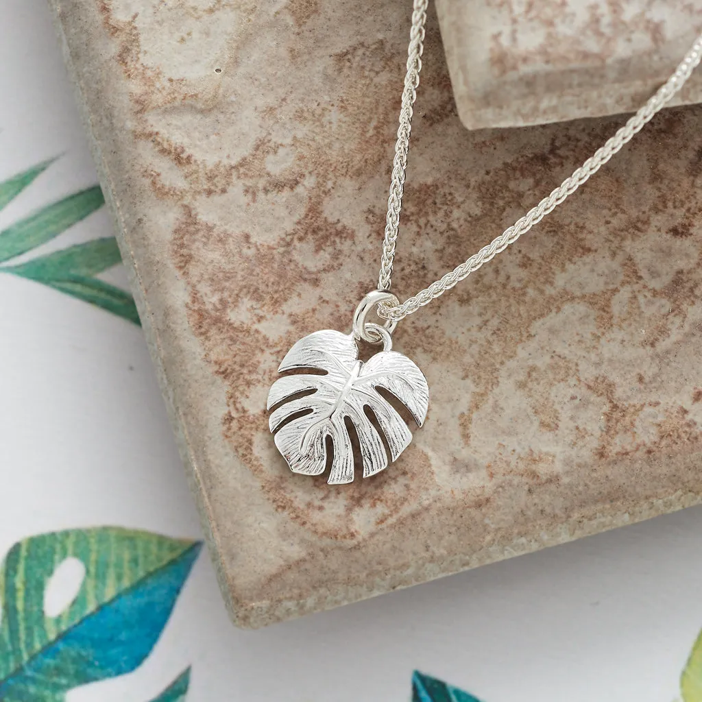 Monstera Palm Leaf Silver Charm