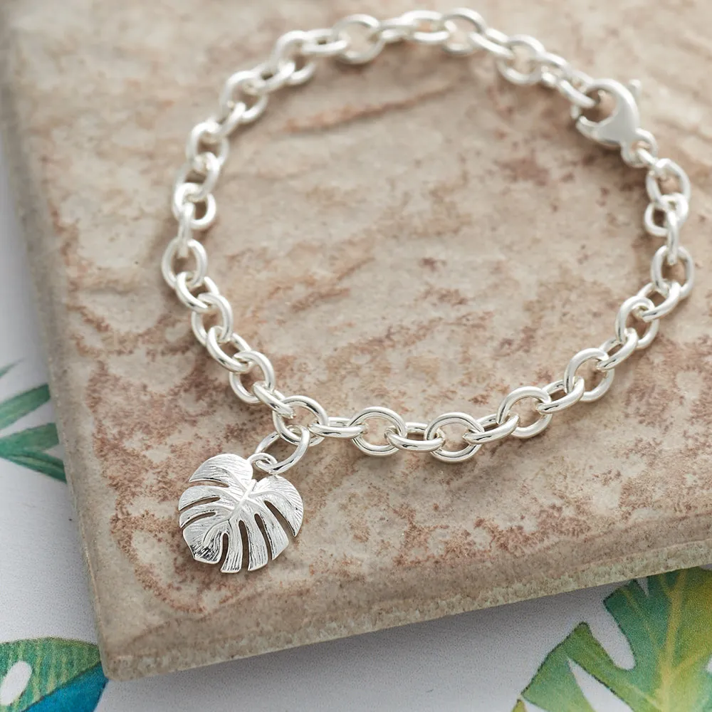 Monstera Palm Leaf Silver Charm