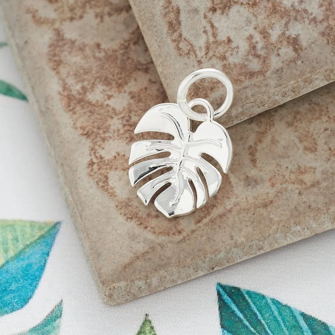 Monstera Palm Leaf Silver Charm