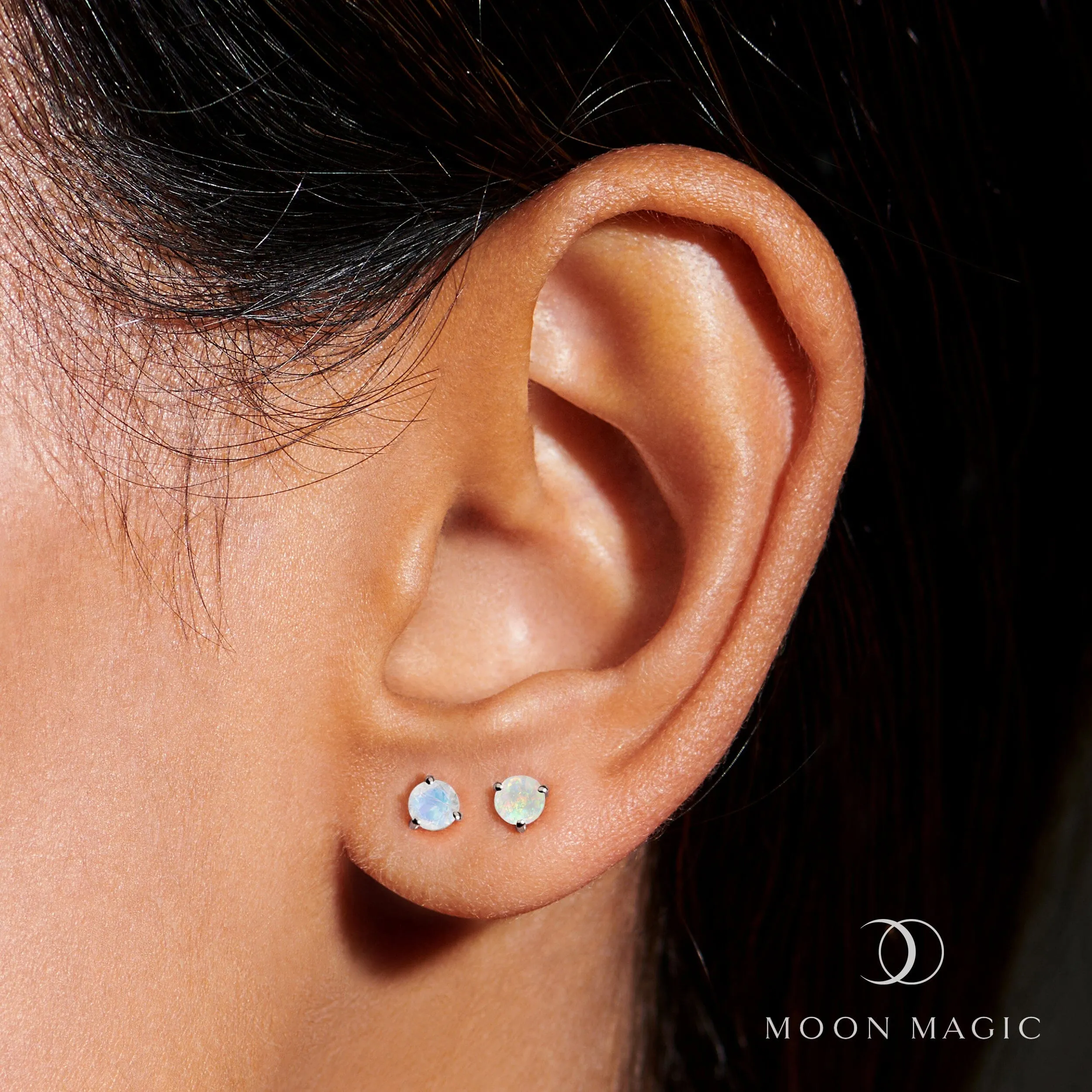 Moonstone & Opal Petite Round Studs