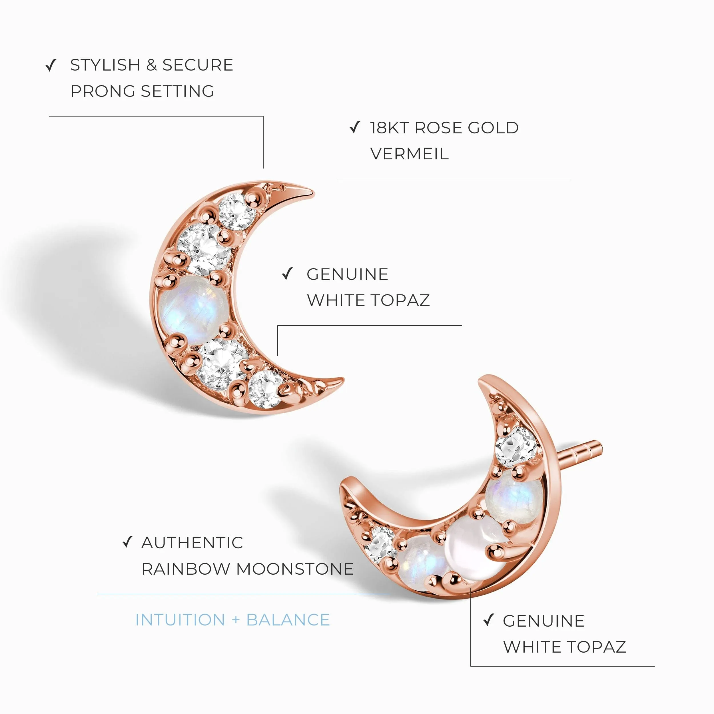 Moonstone Earrings - Twilight Studs