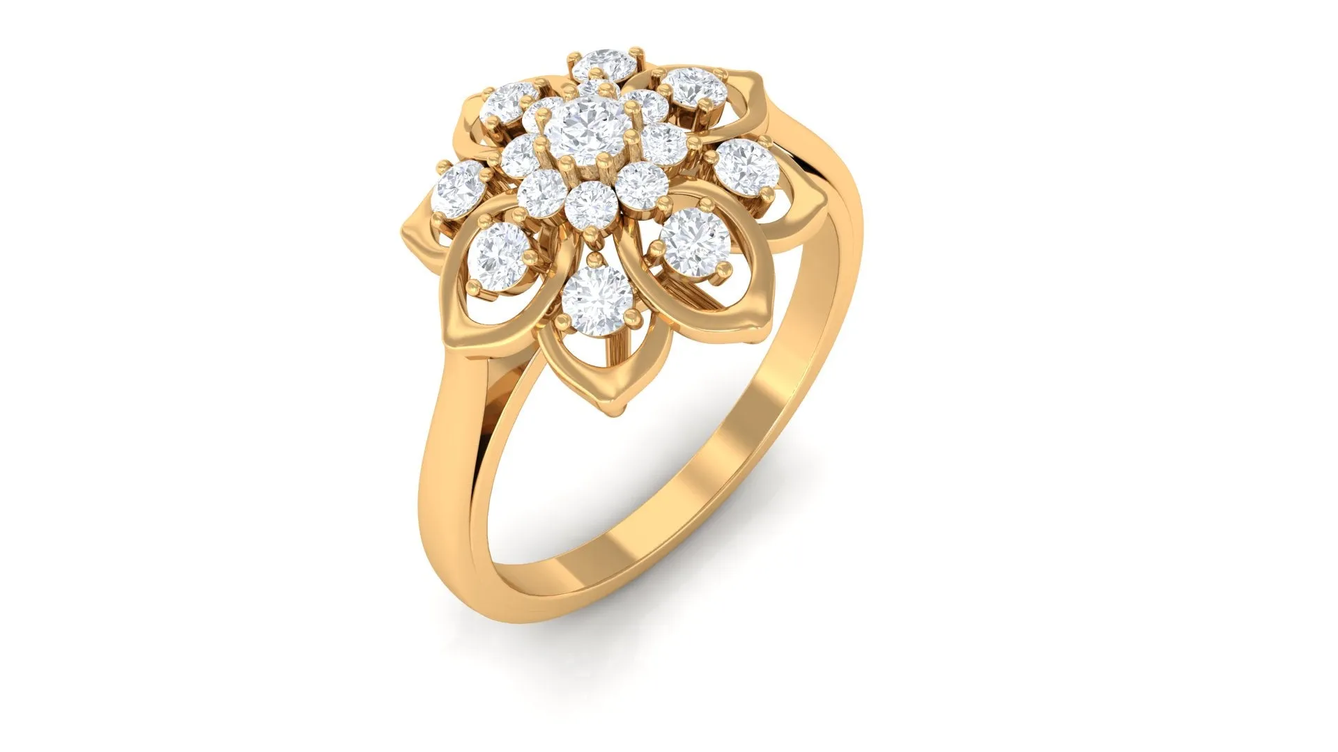 Natural Diamond Flower Cocktail Ring