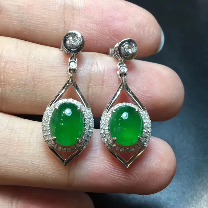 Natural Jade Earrings Jadeite Earrings NEG47