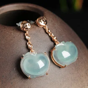 Natural Jade Earrings Jadeite Gold Earrings EG46