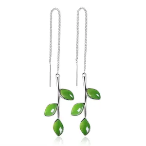 Natural Jade Earrings Nephrite Silver Earrings ZEG559