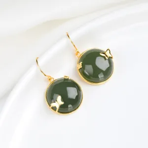 Natural Jade Earrings Nephrite Silver Earrings ZNE379