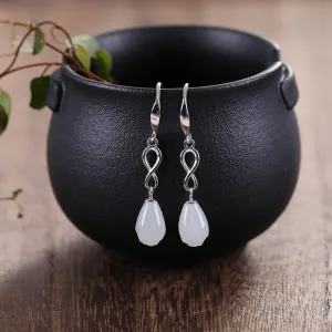 Natural Jade Earrings Nephrite Silver Earrings ZNE505