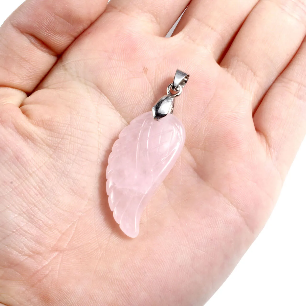 Natural Quartz Reiki Angel Wings Pendant Necklace | Jovivi