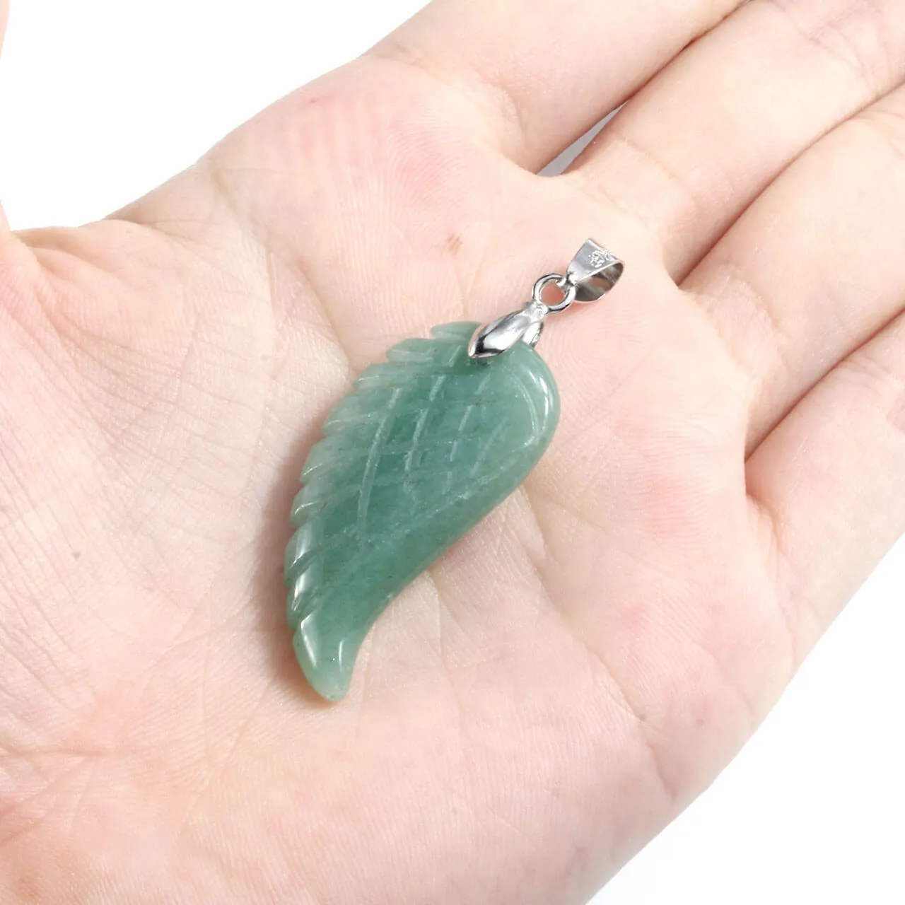 Natural Quartz Reiki Angel Wings Pendant Necklace | Jovivi