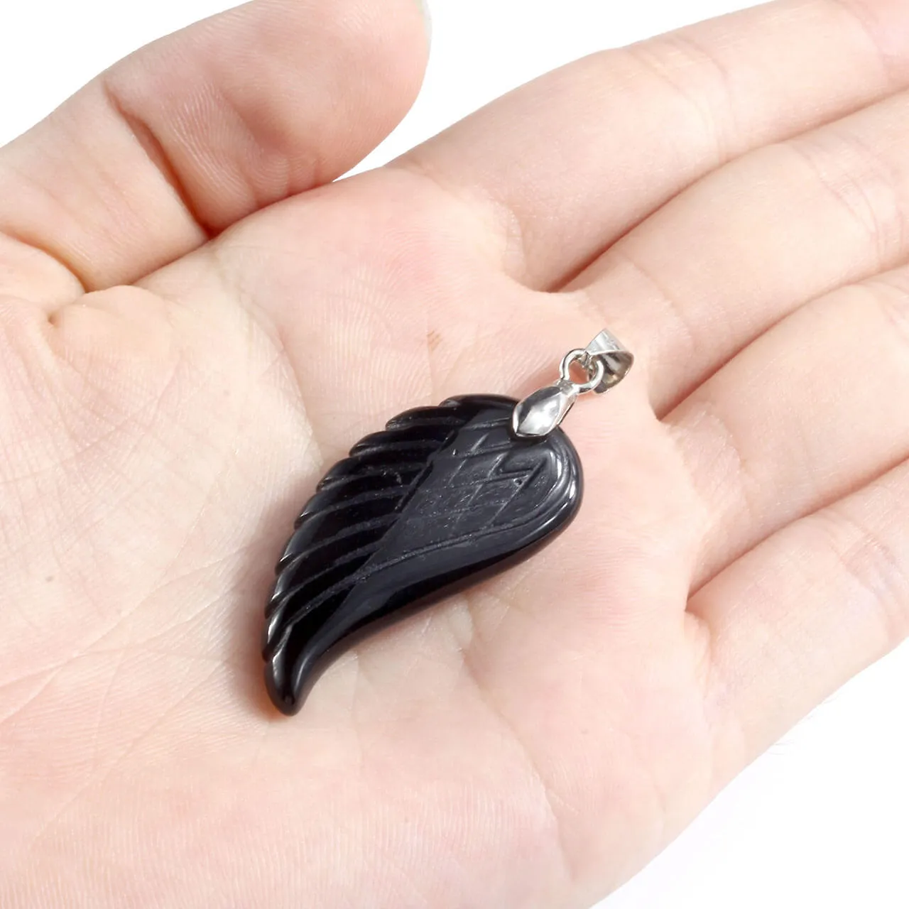 Natural Quartz Reiki Angel Wings Pendant Necklace | Jovivi