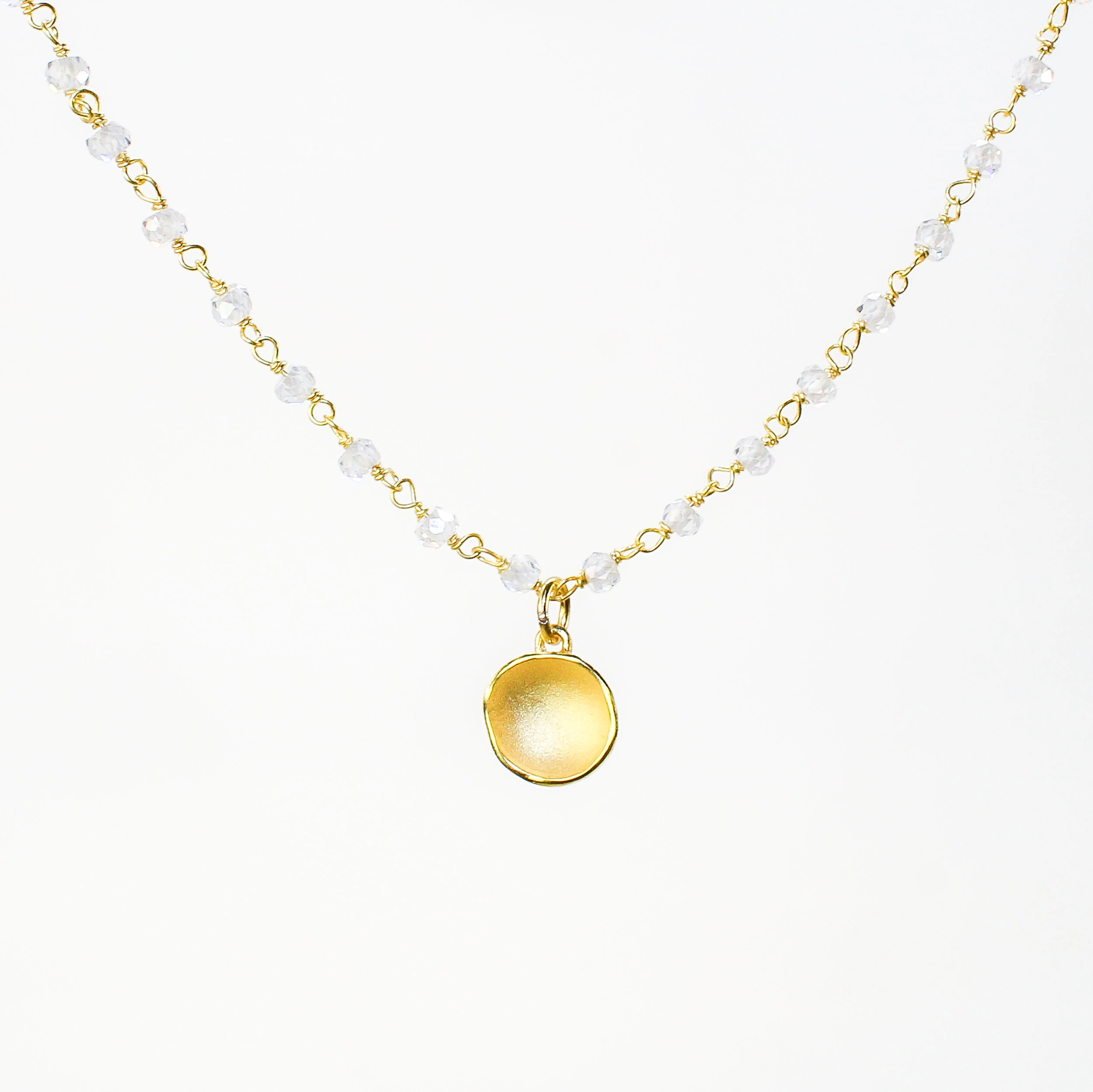 NEW! Medium Dishy Pod in Gold Vermeil on Quartz Beaded Chain by Sarah Richardson