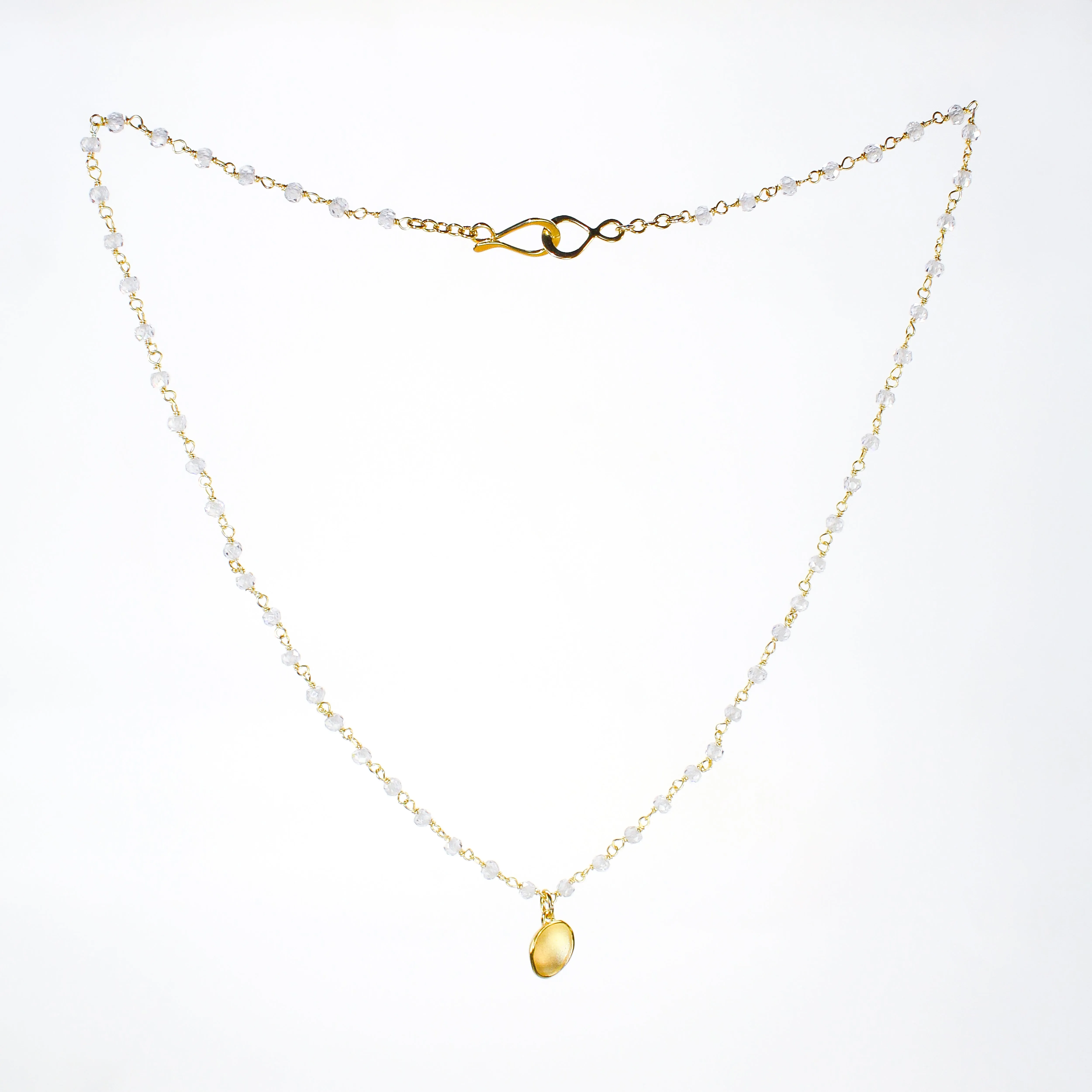 NEW! Medium Dishy Pod in Gold Vermeil on Quartz Beaded Chain by Sarah Richardson