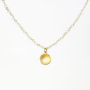 NEW! Medium Dishy Pod in Gold Vermeil on Quartz Beaded Chain by Sarah Richardson