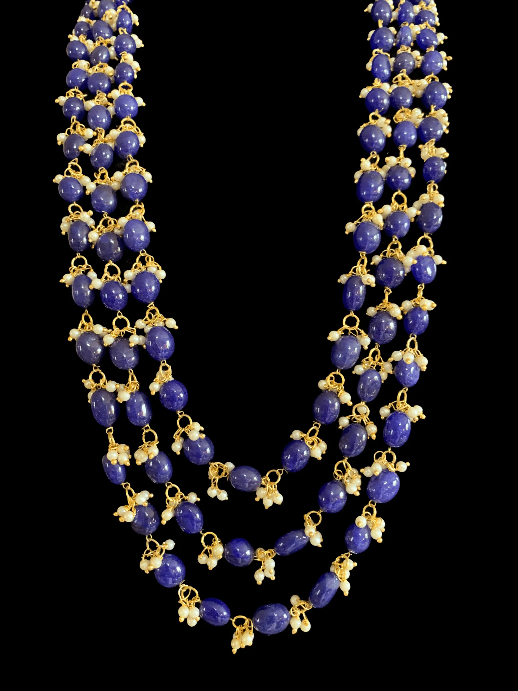 NS307  Piyali beaded necklace - blue   ( SHIPS IN 4 WEEKS  )