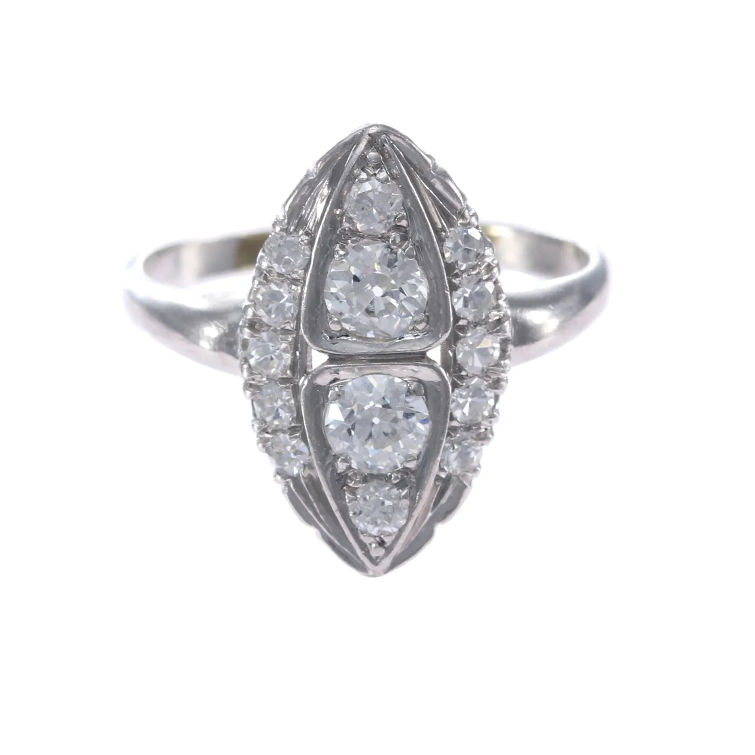 Old European Platinum Diamond Ring 1920s Antique Art Deco Estate 0.50ctw H/SI1