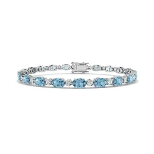 Oval Aquamarine & Round Diamond Bracelet