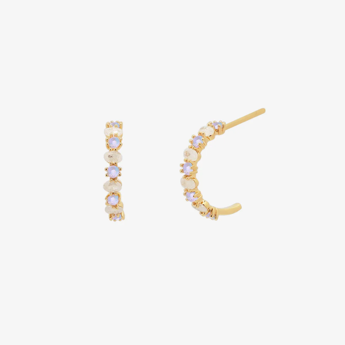 Pastel moonstone semi-hoop earrings