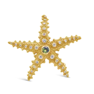 Peridot & Diamond Starfish Pin