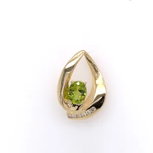 Peridot and Diamond Accent Slide pendant 14kt Yellow Gold