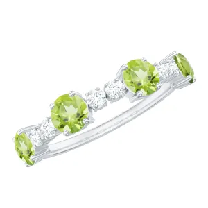 Peridot and Diamond Half Eternity Ring