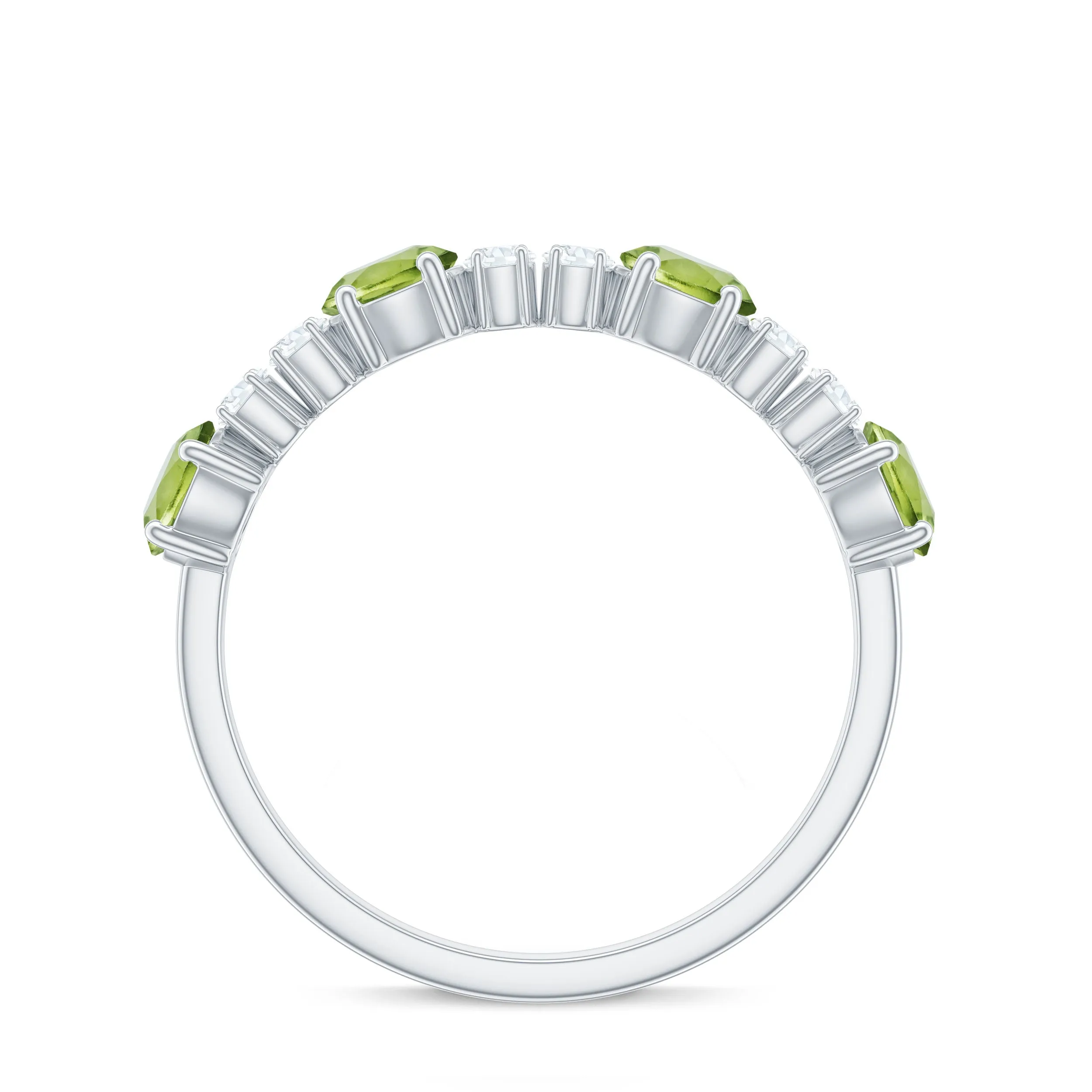 Peridot and Diamond Half Eternity Ring