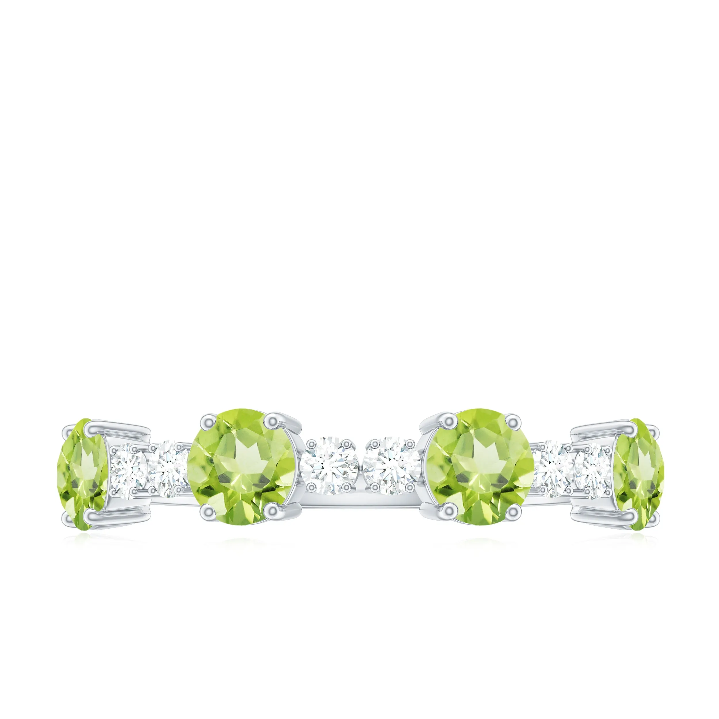 Peridot and Diamond Half Eternity Ring