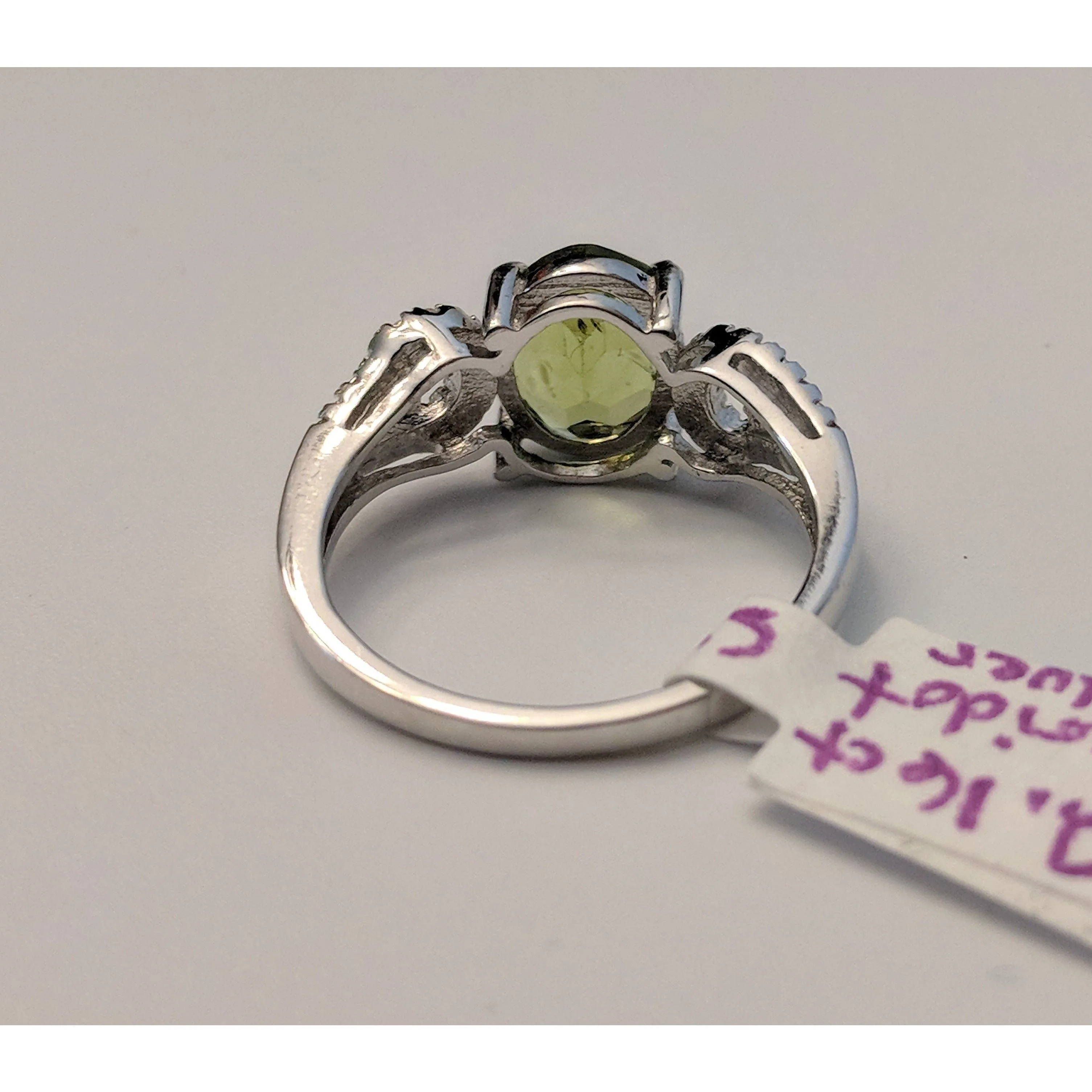 Peridot And Topaz in Platinum Plated Sterling Silver, Gorgeous Ring! Size 6.5