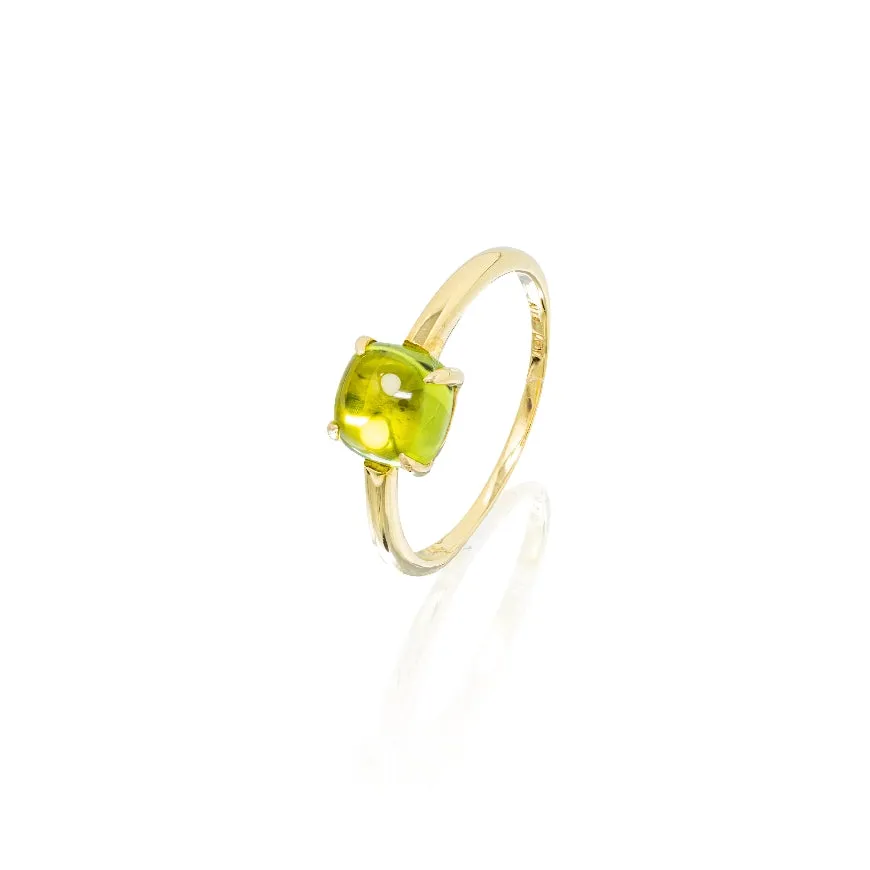 Peridot Cushion Cabachon Ring