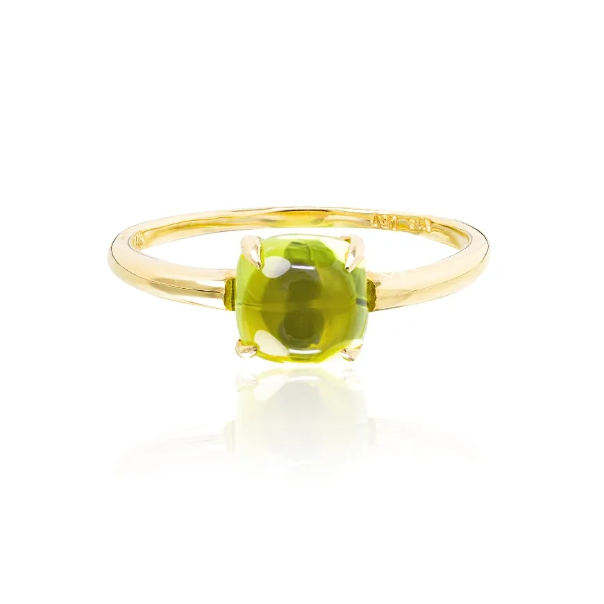 Peridot Cushion Cabachon Ring