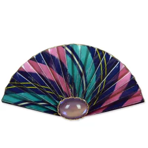 Pink/Turqoise/Blue Fan Brooch