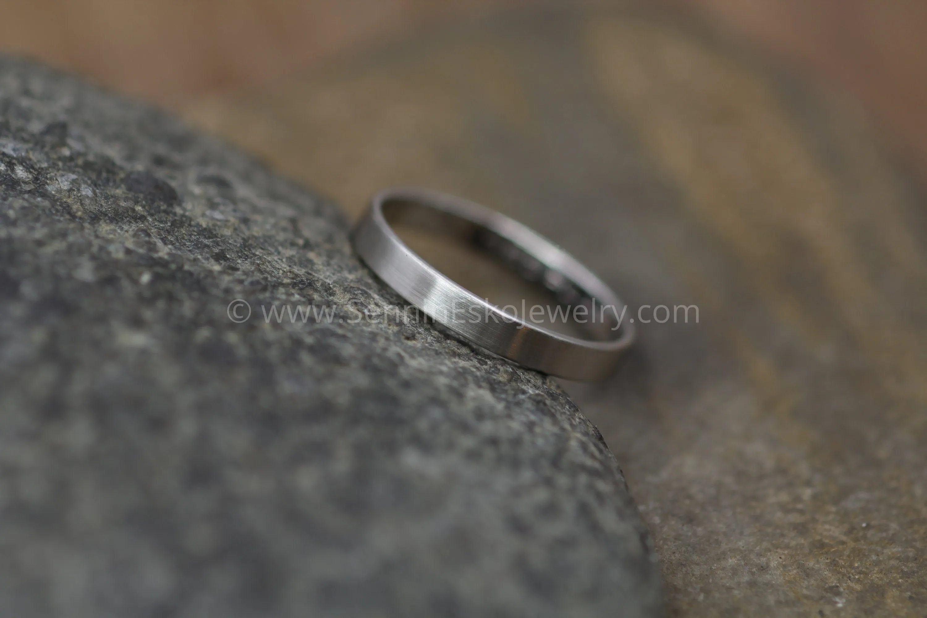 Platinum 3x1mm Flat Band - Matte Finish