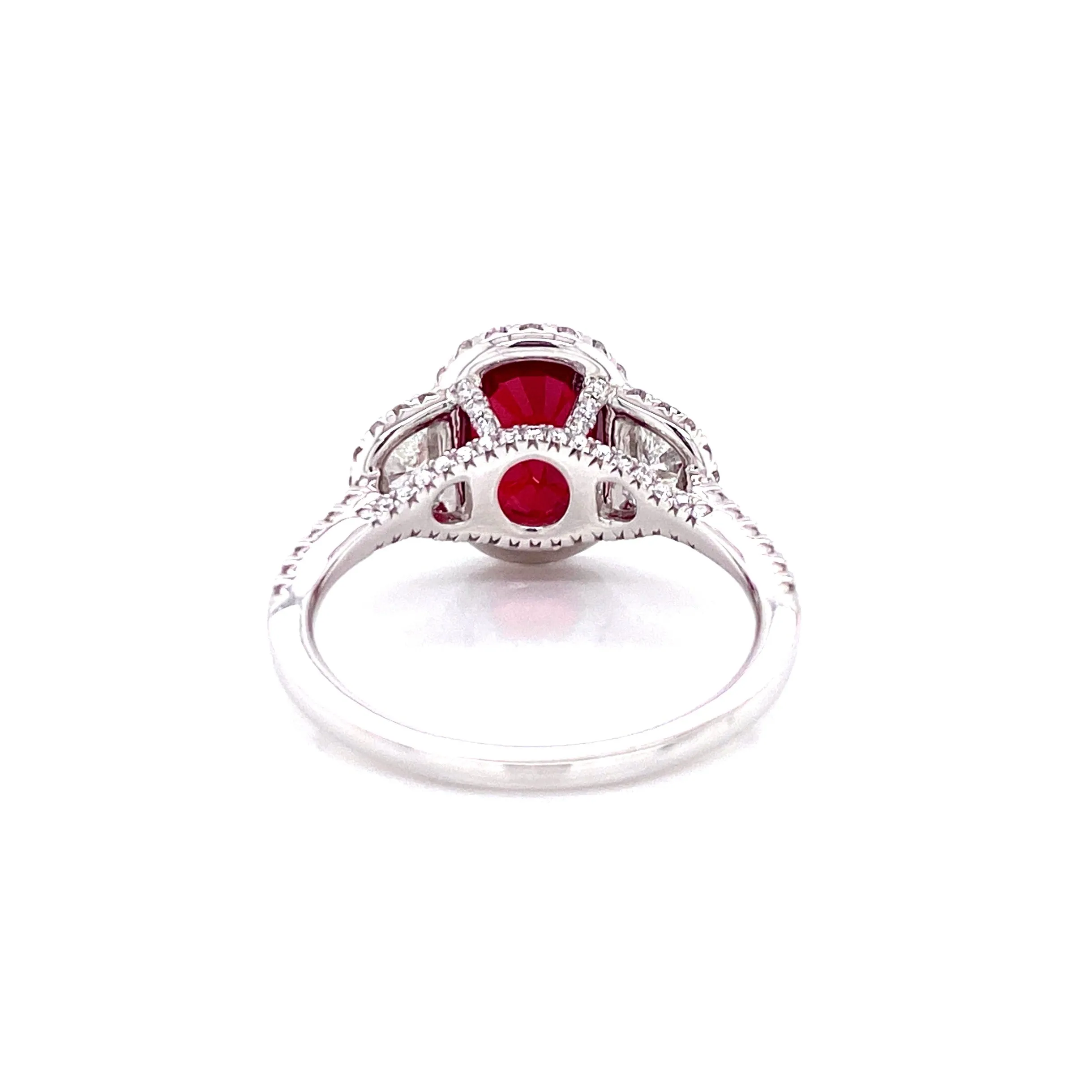 Platinum Diamond   Oval Ruby Ring