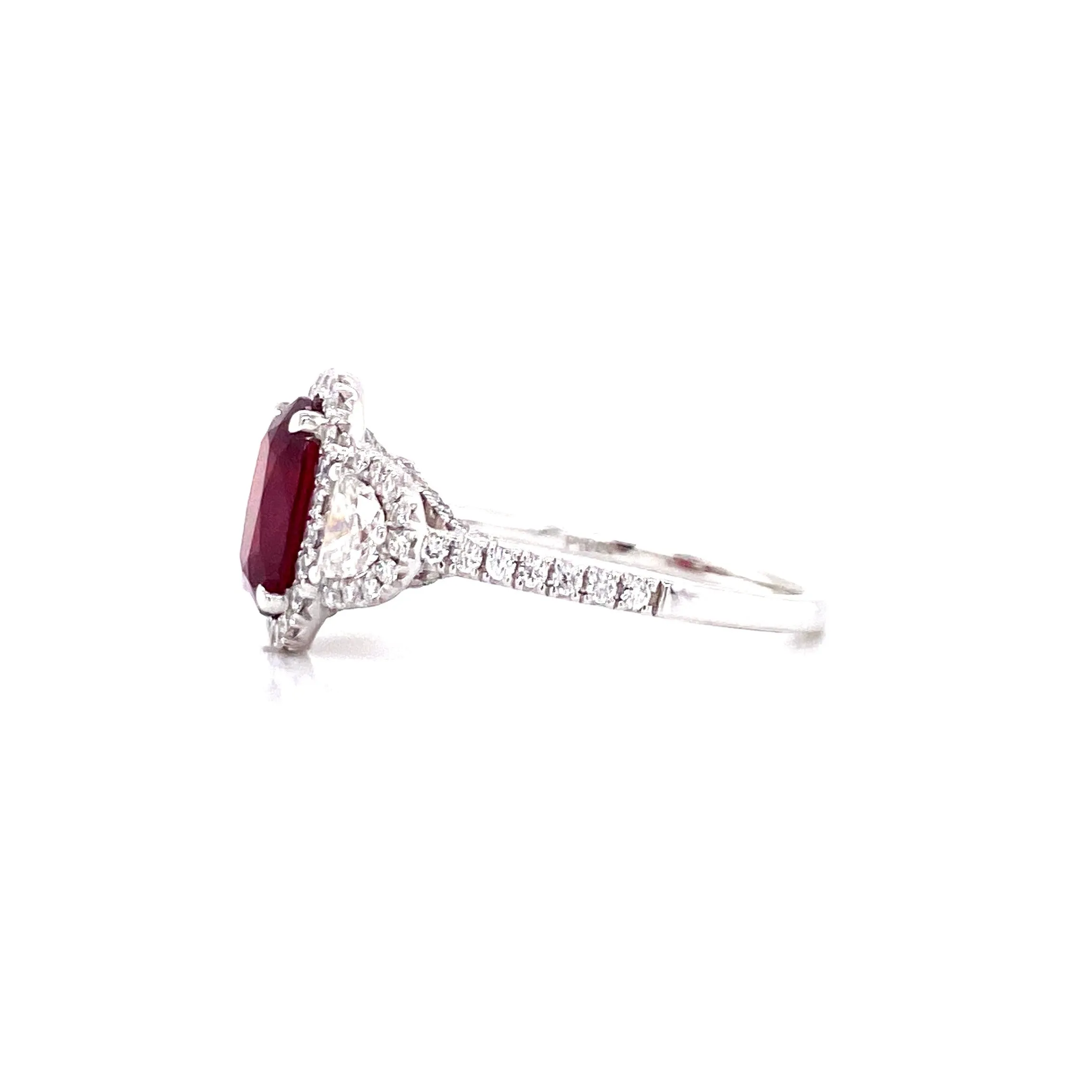 Platinum Diamond   Oval Ruby Ring